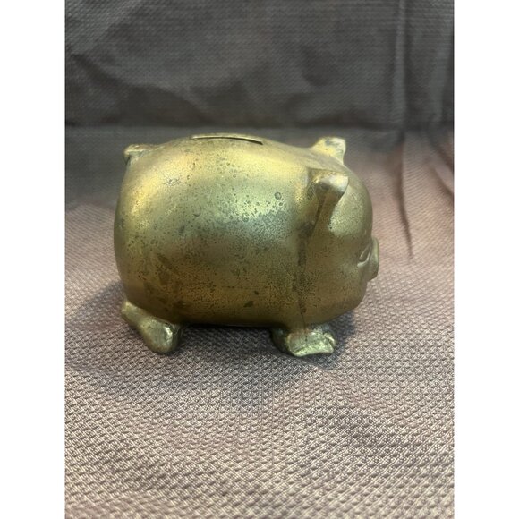Vintage Brass "Piggy" Bank , 3.5 X 2.5 X 3 (1641) - Picture 6 of 7